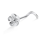 Flower Shaped Silver Curved Nose Stud NSKB-607